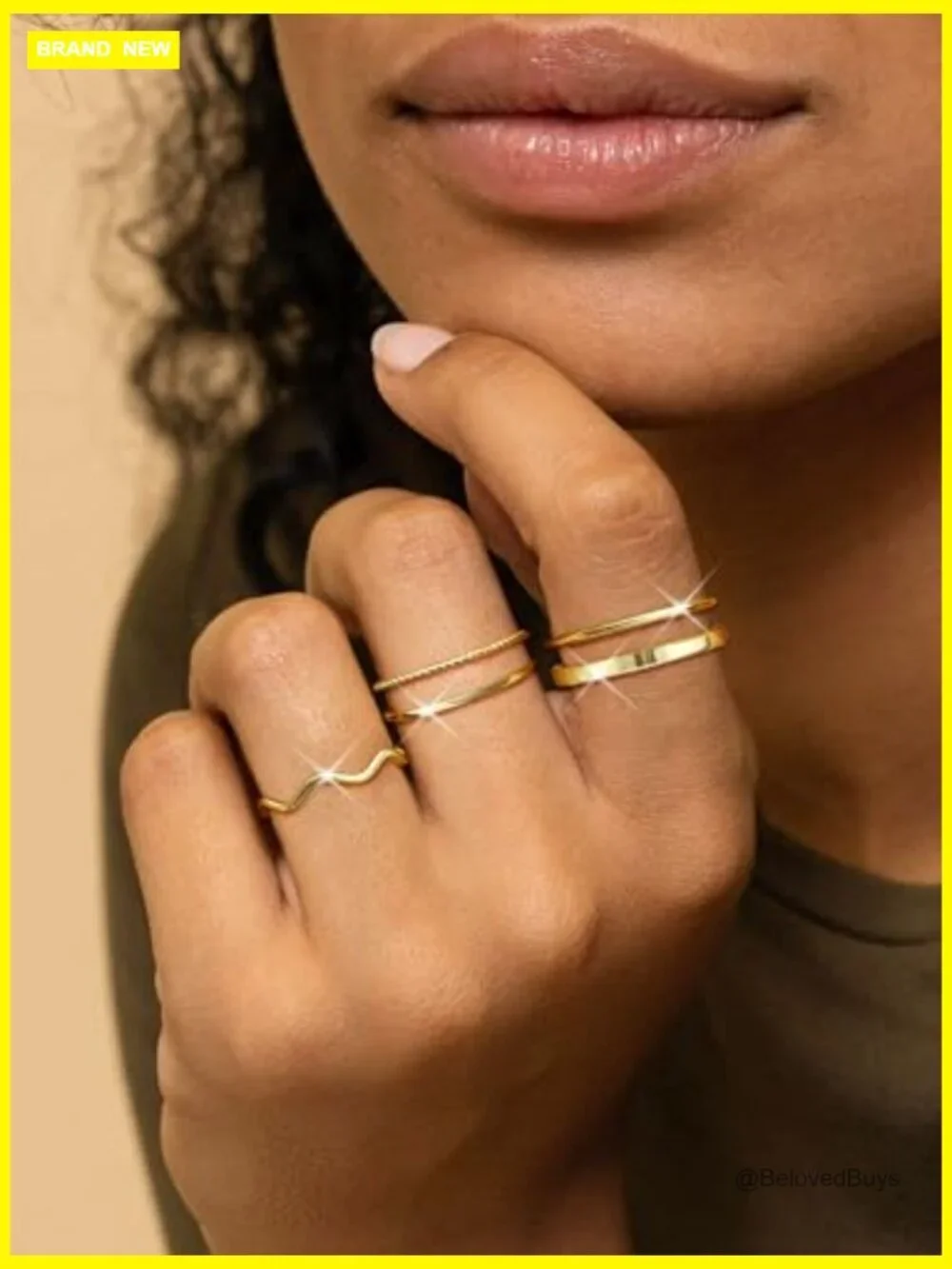 Open Adjustable Stackable Ring Set - 9 Piece Gold Plated Rings
